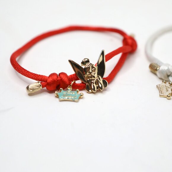 Kidada Disney Couture Tinkerbell Bambi Bracelet 14K Gold Plated Silk Red White - Picture 10 of 15